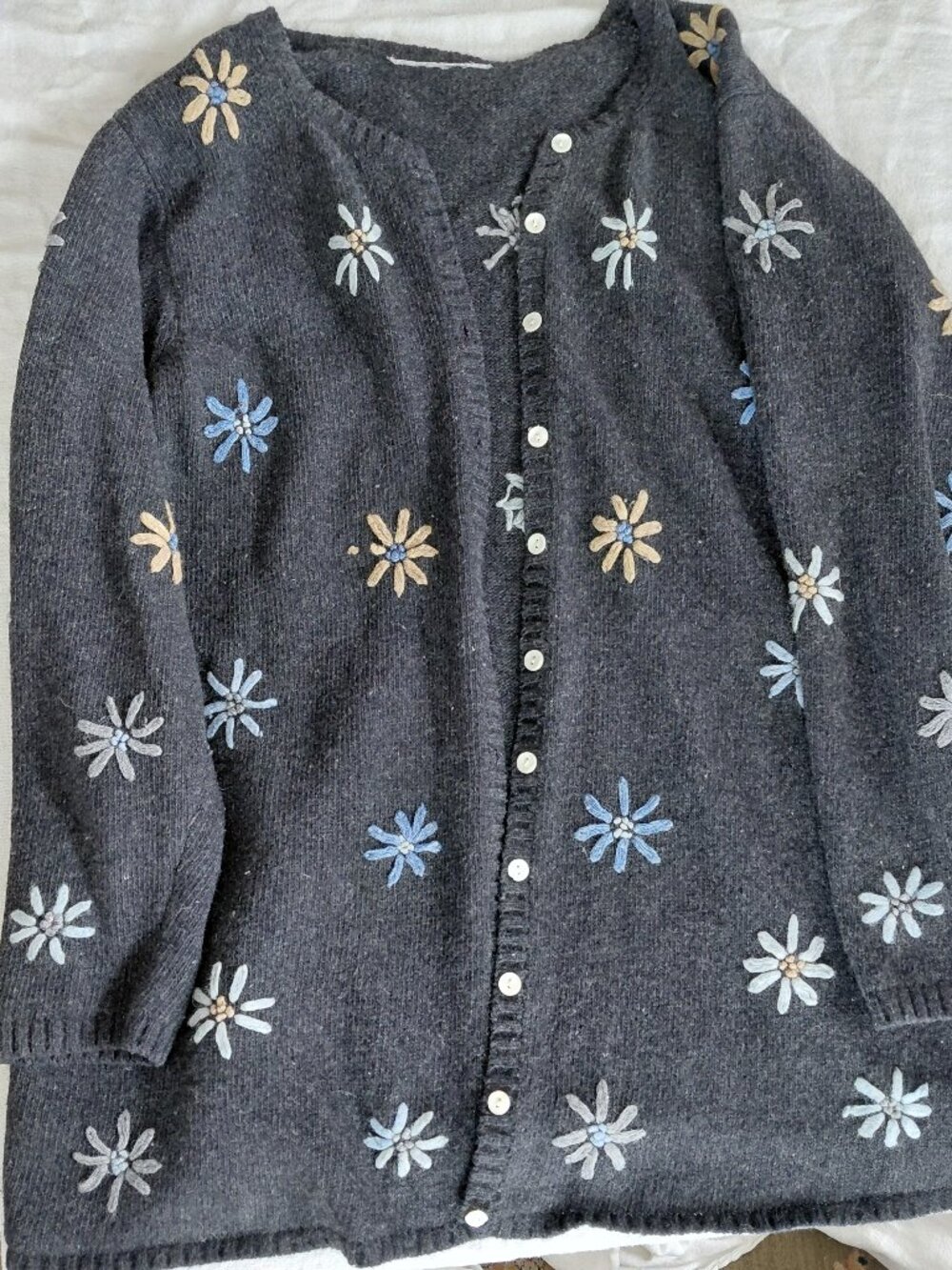 Vintage Deane & White 100% Wool Gray Cottagecore Grandpa Cardigan Sweater XL